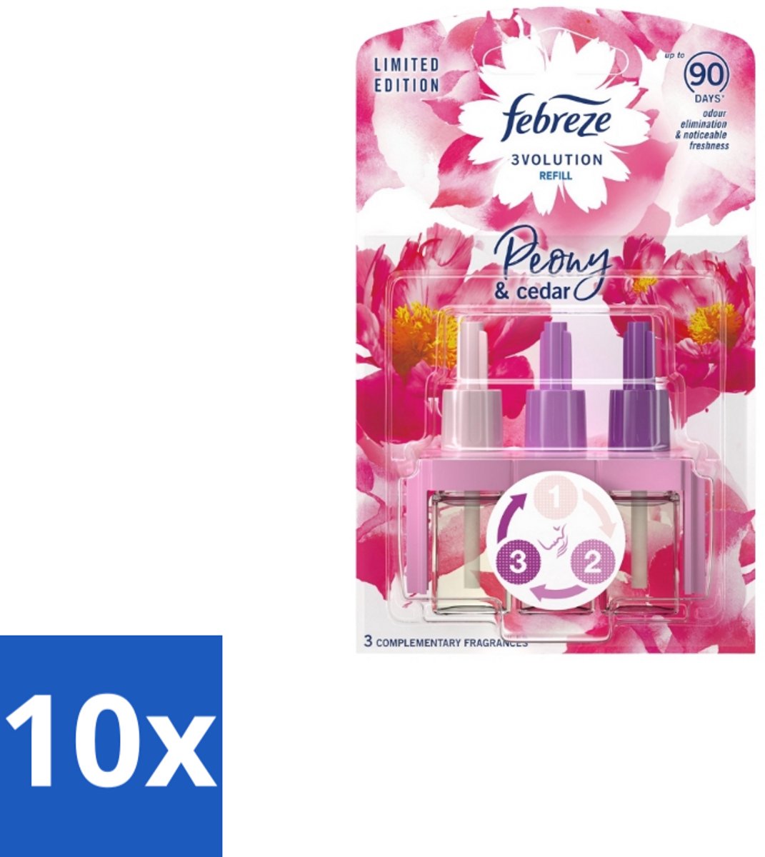 10 x Ambi Pur – Luchtverfrisser – 3Volution Peony & Cedar – Langdurig - Luchtverfrisser - Geurverwijdering - Elektrische Luchtverfrisser - Geurautomatisch - Geurwisseling