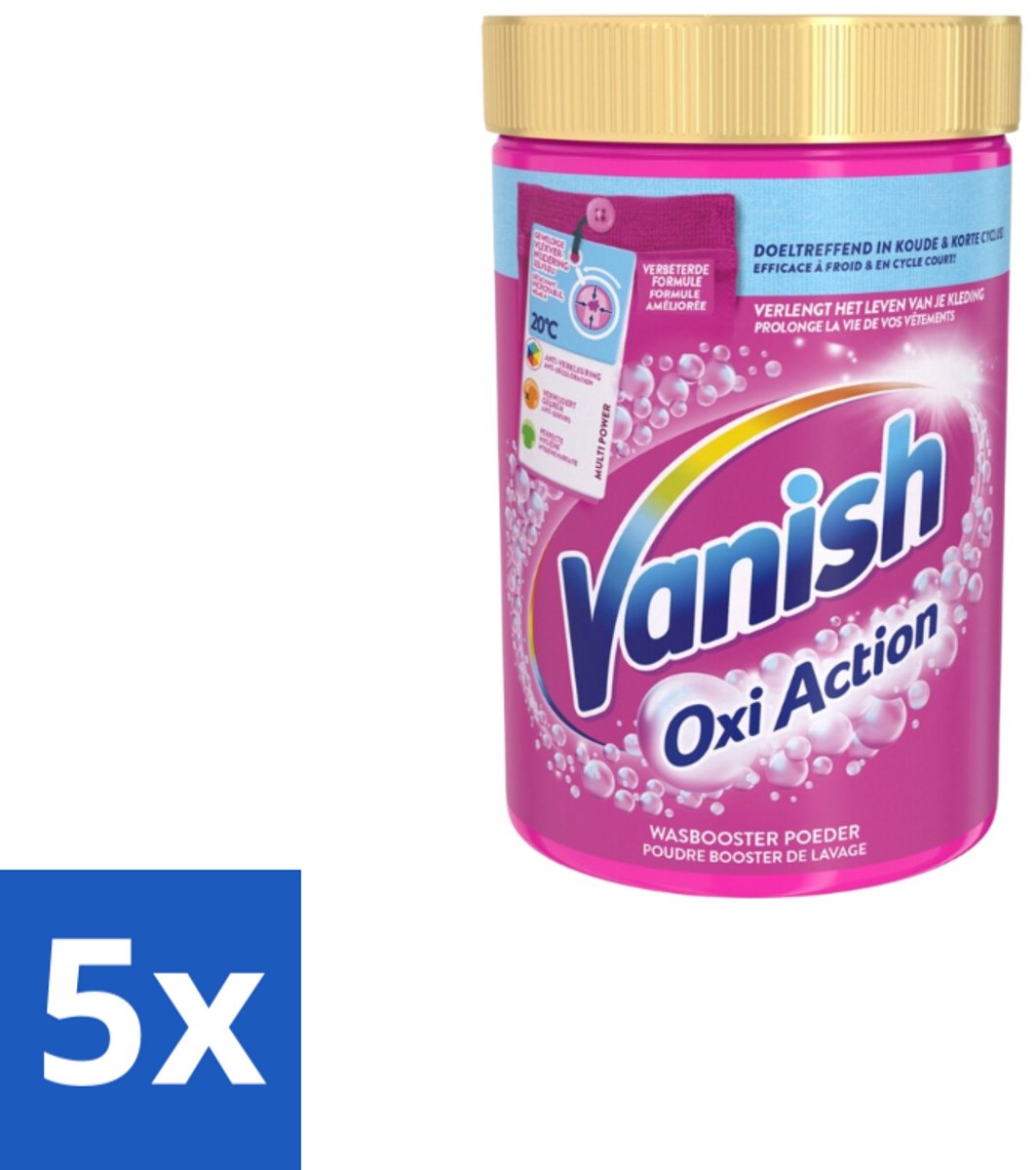 5 x Vanish – Wasbooster Poeder – Oxi Action Gekleurde & Witte Was – 710 g - Wasbooster Poeder - Vlekverwijderaar - Bleekvrije Was - Zuurstofwas - Vlekverwijdering