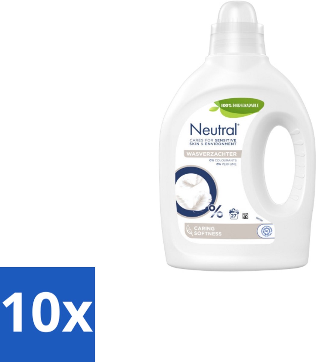 10 x Neutral Wasverzachter 27 Wasbeurten 750 ml - Wasverzachter - Gevoelige Huid - Milieuvriendelijk - Parfumvrij - Babykleding