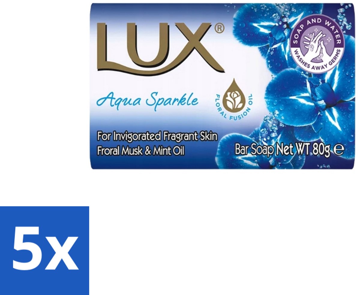 5 x Lux – Bar Soap – Aqua Sparkle – 80 g - Zeeptablet Aqua Sparkle - Aqua Sparkle Zeep - Luxe Zeep - Reinigende Zeep - Frisse Zeep