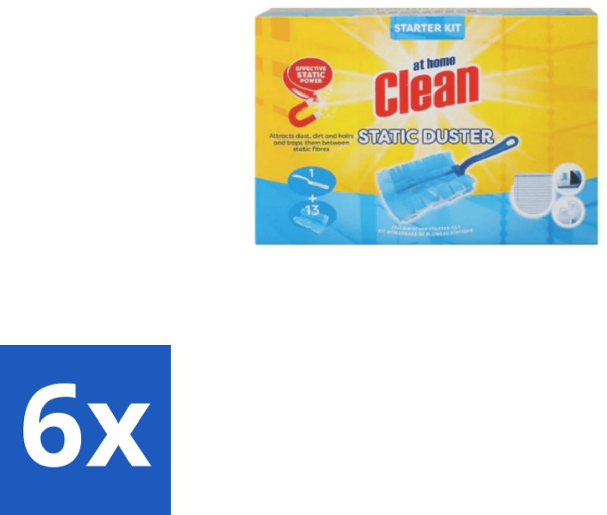 6 x At Home Clean Duster Starter Set 13 Navullingen - Stofwisser - Stof Verwijderen - Elektrostatische Doek - Hygiëne - Allergie