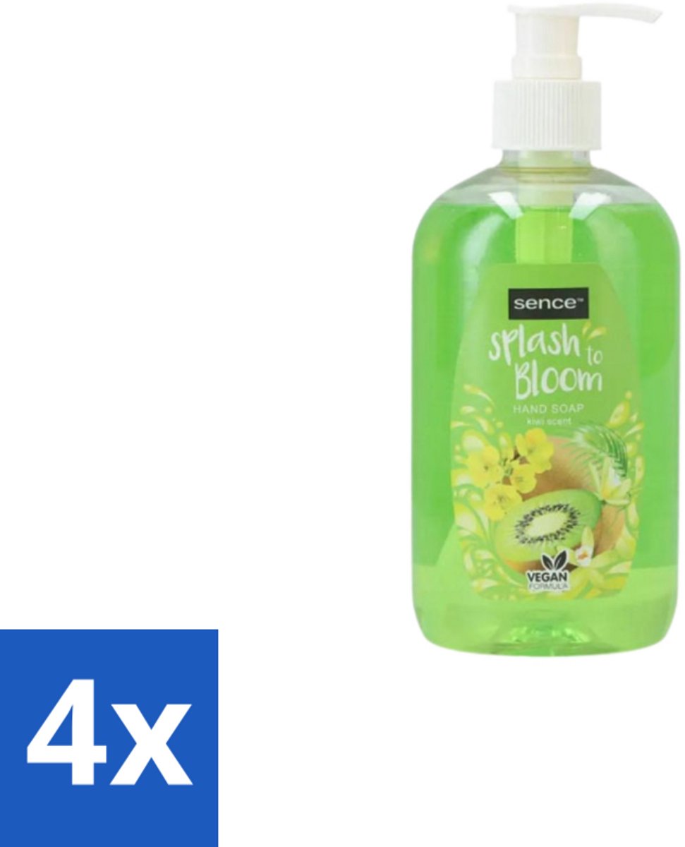 4 x Sence – Handzeep – Splash To Bloom Kiwi – 500 ml - Handzeep - Handen Reinigen - Handen Hydrateren - Kiwi Geur - Natuurlijke Handzeep