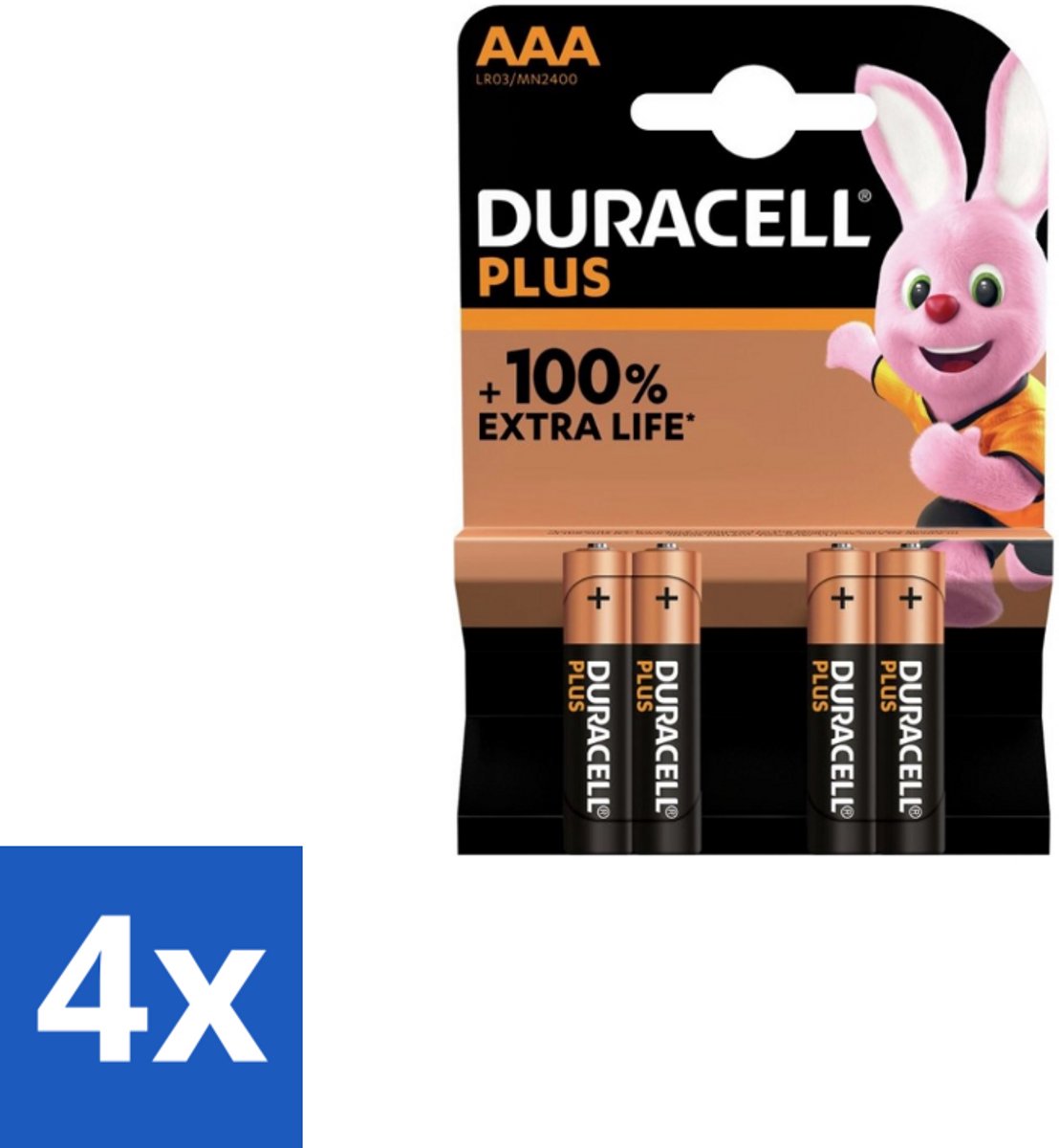 4 x Duracell – Alkaline Batterijen AAA – Plus – 4-pack - AAA Batterijen - Alkaline Batterijen - Langdurige Batterijen - Batterijen Voor Speelgoed - Batterijen Voor Zaklampen