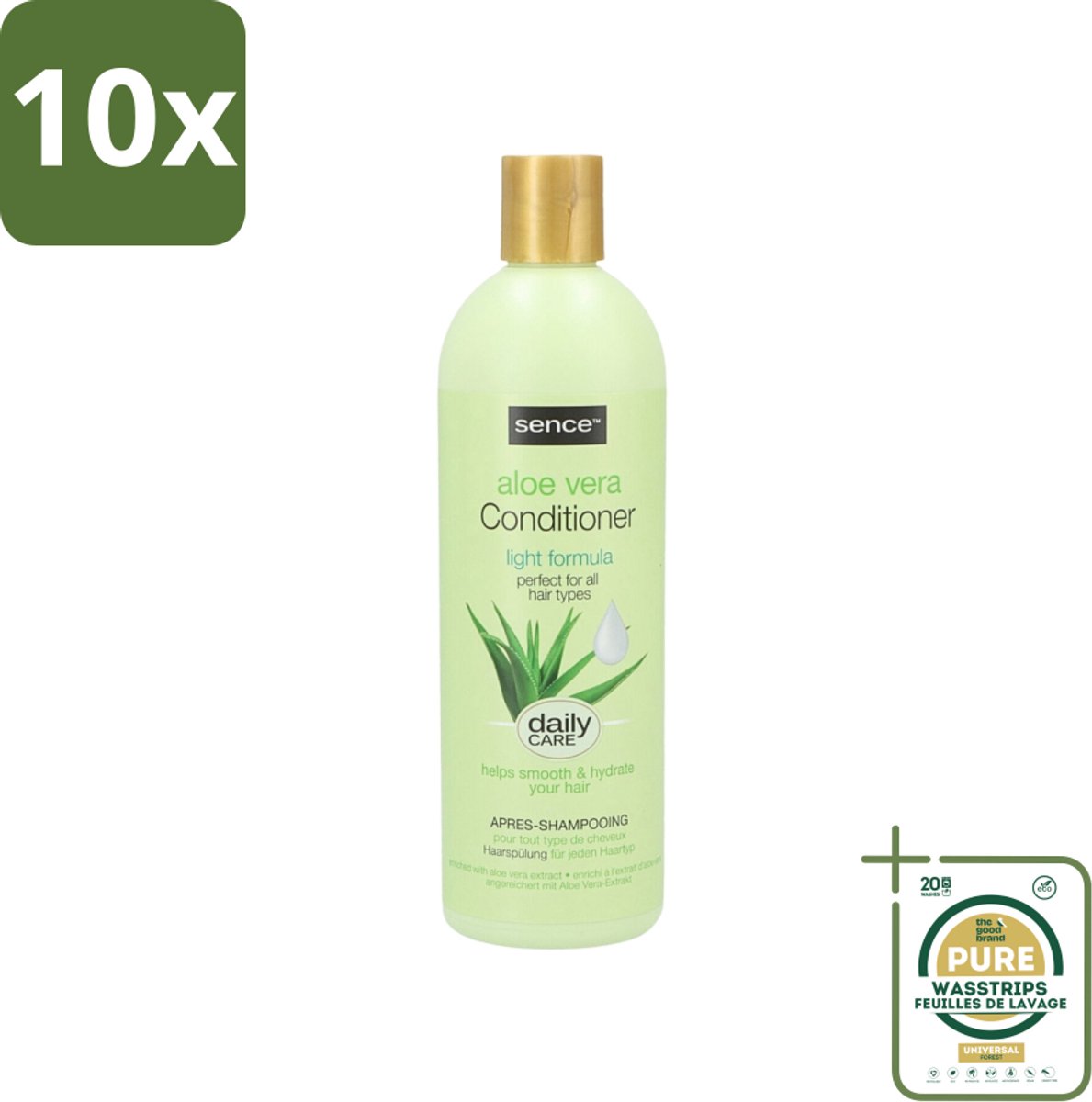 10 x Sence - Aloë Vera - Conditioner - Hydraterend - 400 ml - Grootverpakking - Aloë Vera Conditioner - Droog Haar Conditioner - Beschadigd Haar Conditioner - Hydraterend Haar - Haar Herstel