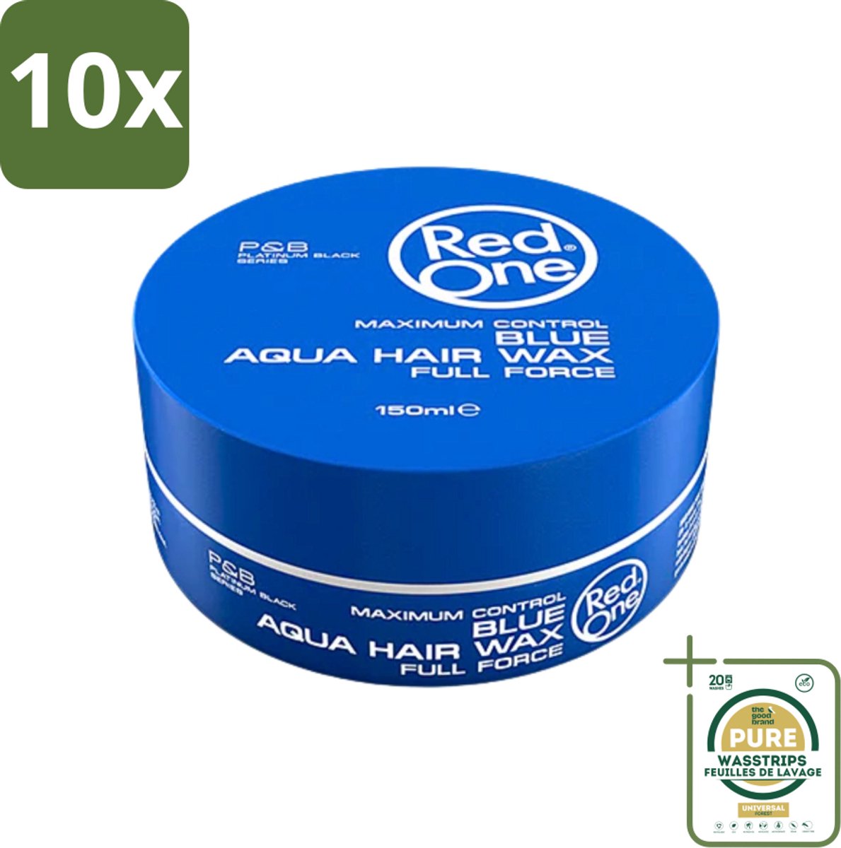 10 x Red One - Haarwax - Blue - Aqua Hair Wax - Voor Sterke Hold & Glanzende Finish - 150 ml - Grootverpakking - Haarwax - Aqua Hair Wax - Sterke Hold - Glanzende Finish - Waterbasis