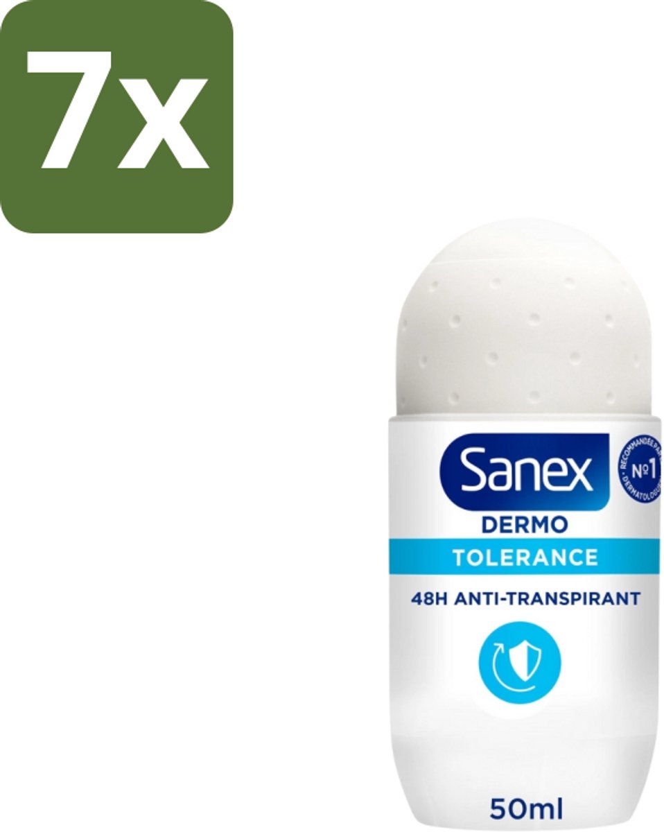7 x Sanex – Deo Roll-on – Dermo Tolerance – 50 ml - Gevoelige Huid - Intolerante Huid - Hypoallergene Deodorant - Huidverdraagzaamheid - Geurcontrole