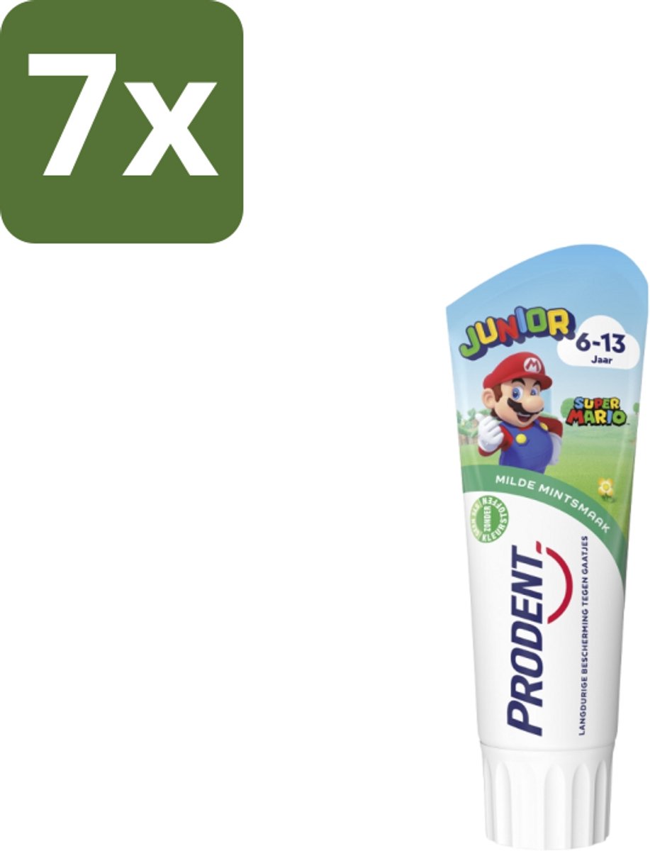 7 x Prodent - Tandpasta - Junior - 6-13 Jaar - 75ml - Tandpasta Voor Kinderen 6-13 Jaar - Prodent Junior - Fluoride - Tandenpoetsen Voor Kinderen - Gaatjes Beschermen