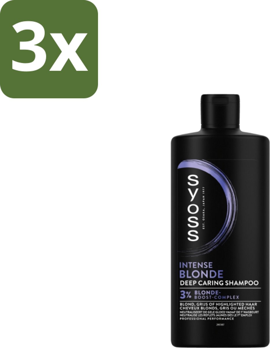 3 x Syoss Blonde Shampoo 440 ml - Blond Haar - Blonde Shampoo - Kleurbehoud - Gele Ondertoon - Warme Ondertoon