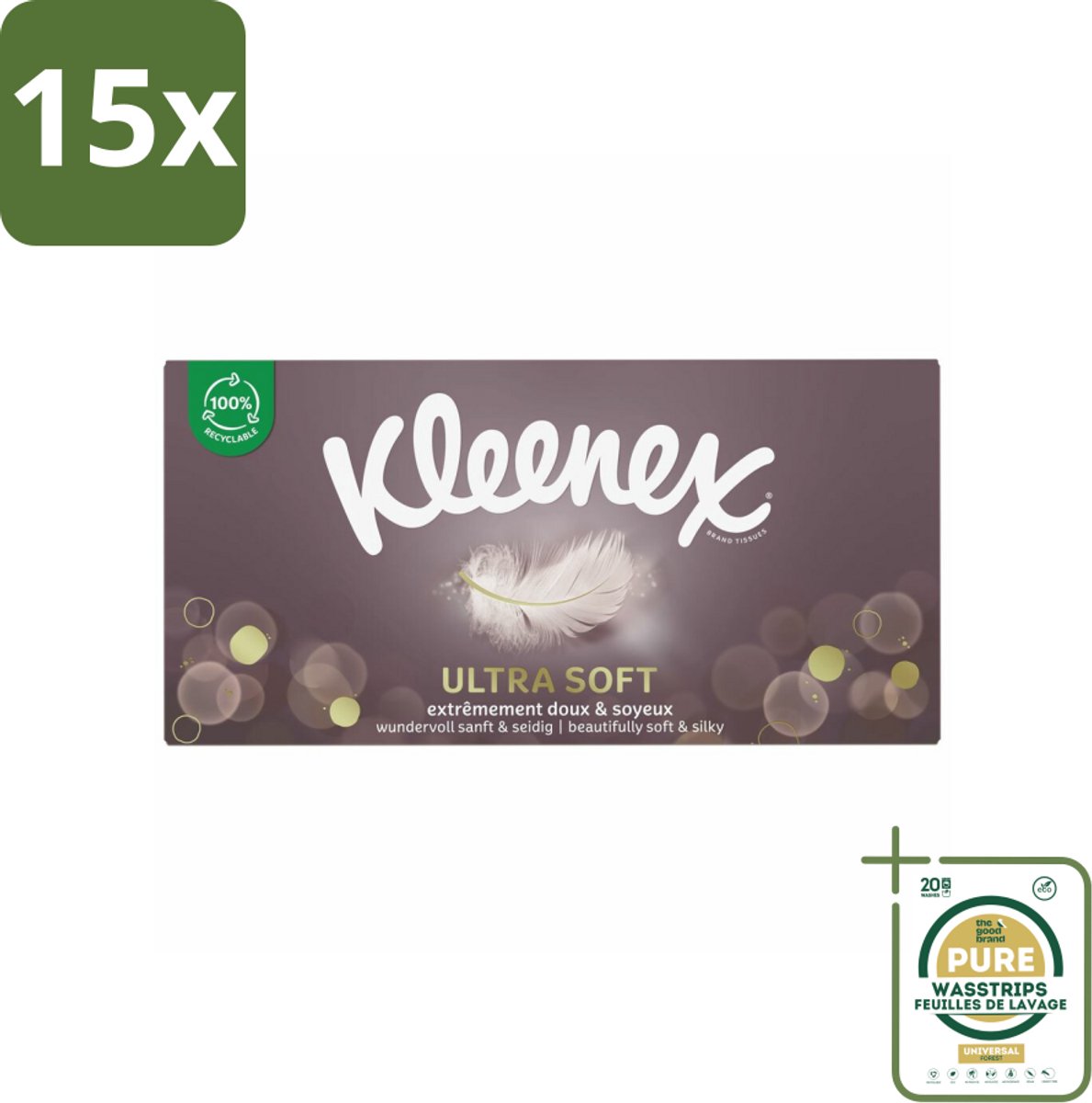 15 x Kleenex Tissues Ultra Soft 64 stuks per verpakking - Grootverpakking - Kleenex Ultrasoft Tissues - Zachte Tissues - Verkoudheid - Tranen - Gezicht Opfrissen