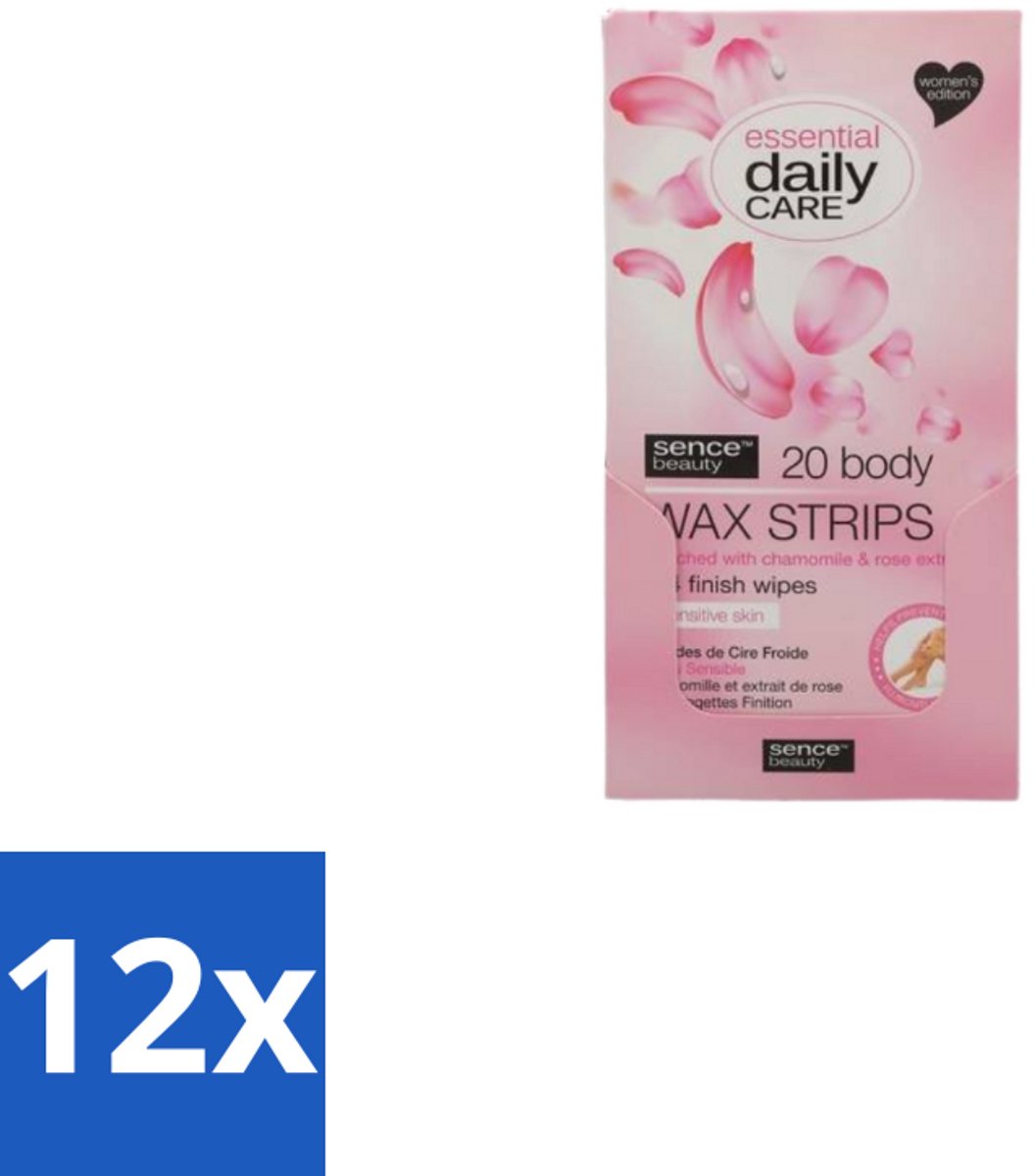 12 x Sence – Wax Strips – Lichaam – Ontharing – 20 Strips - Waxstrips Voor Het Lichaam - Ontharen Zonder Scheren - Gevoelige Huid - Kamille Extract - Rozenextract