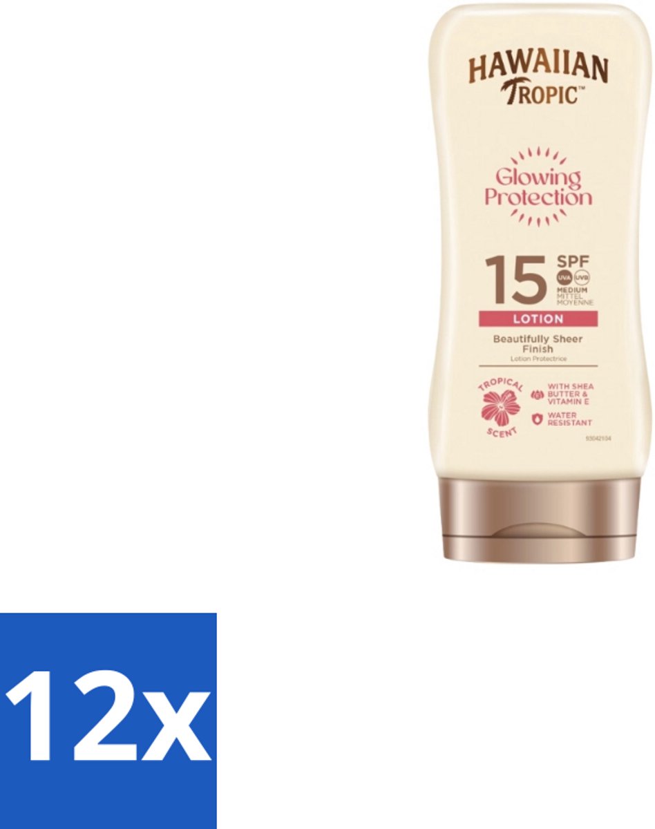 12 x Hawaiian Tropic – Zonnebrand Lotion – Satin Protection Ultra Radiance – SPF - Zonbescherming - Zonlotion - Stralende Huid - Zonnebrandlotion - Huidbescherming
