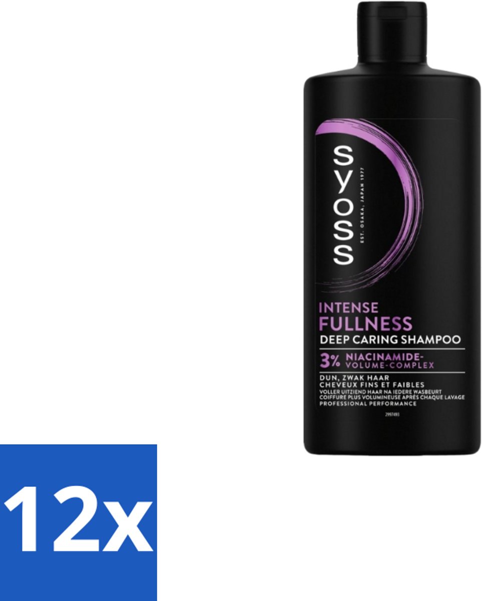 12 x Syoss – Shampoo – Intense Fullness – 440 ml - Volume Shampoo - Volumeshampoo - Haarverzorging - Haarversterking - Niacinamide Shampoo