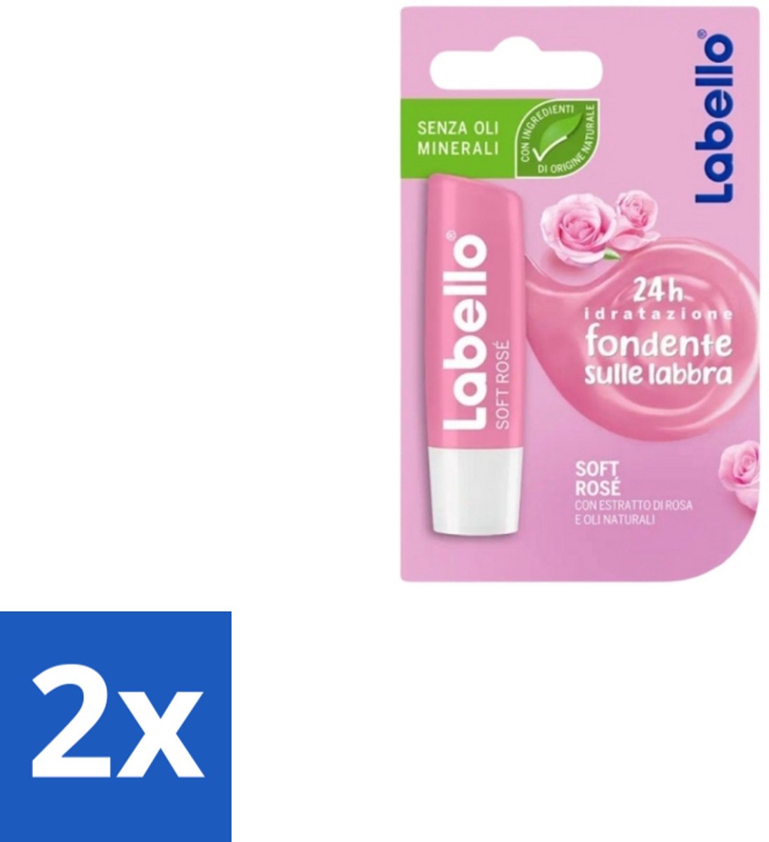 2 x Labello – Lippenbalsem – Soft Rosé - Lippenbalsem - Hydratatie - Rosé Lippen - Natuurlijke Glans - Verzorgde Lippen