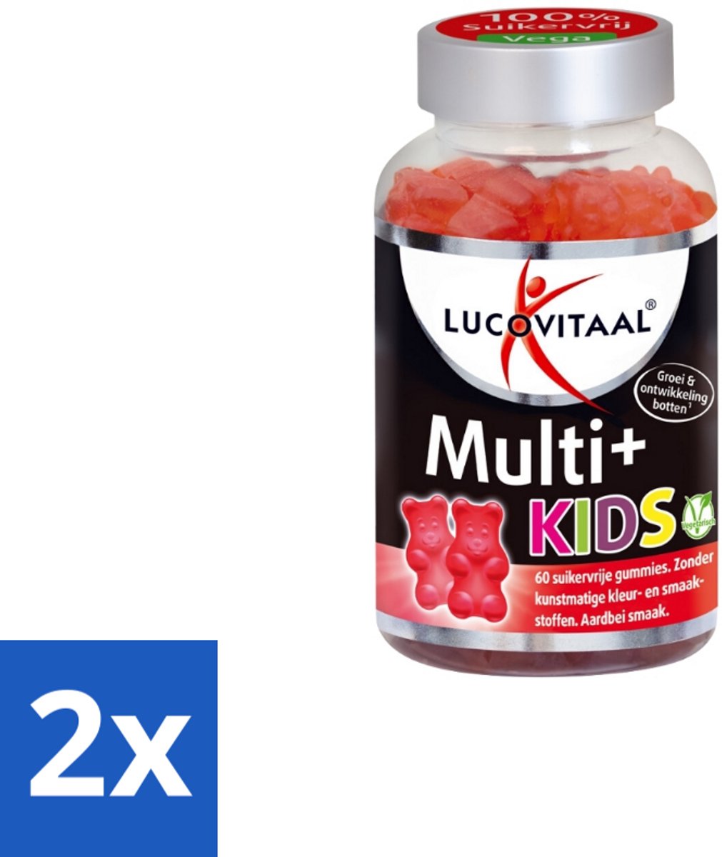 2 x Lucovitaal Vitamine Gummies Multi+ Kids 60 gummies - Multivitamine Voor Kinderen - Vitamine C Voor Kinderen - Vitamine D Voor Kinderen - Vitamine B12 Voor Kinderen - Suikervrije Gummies