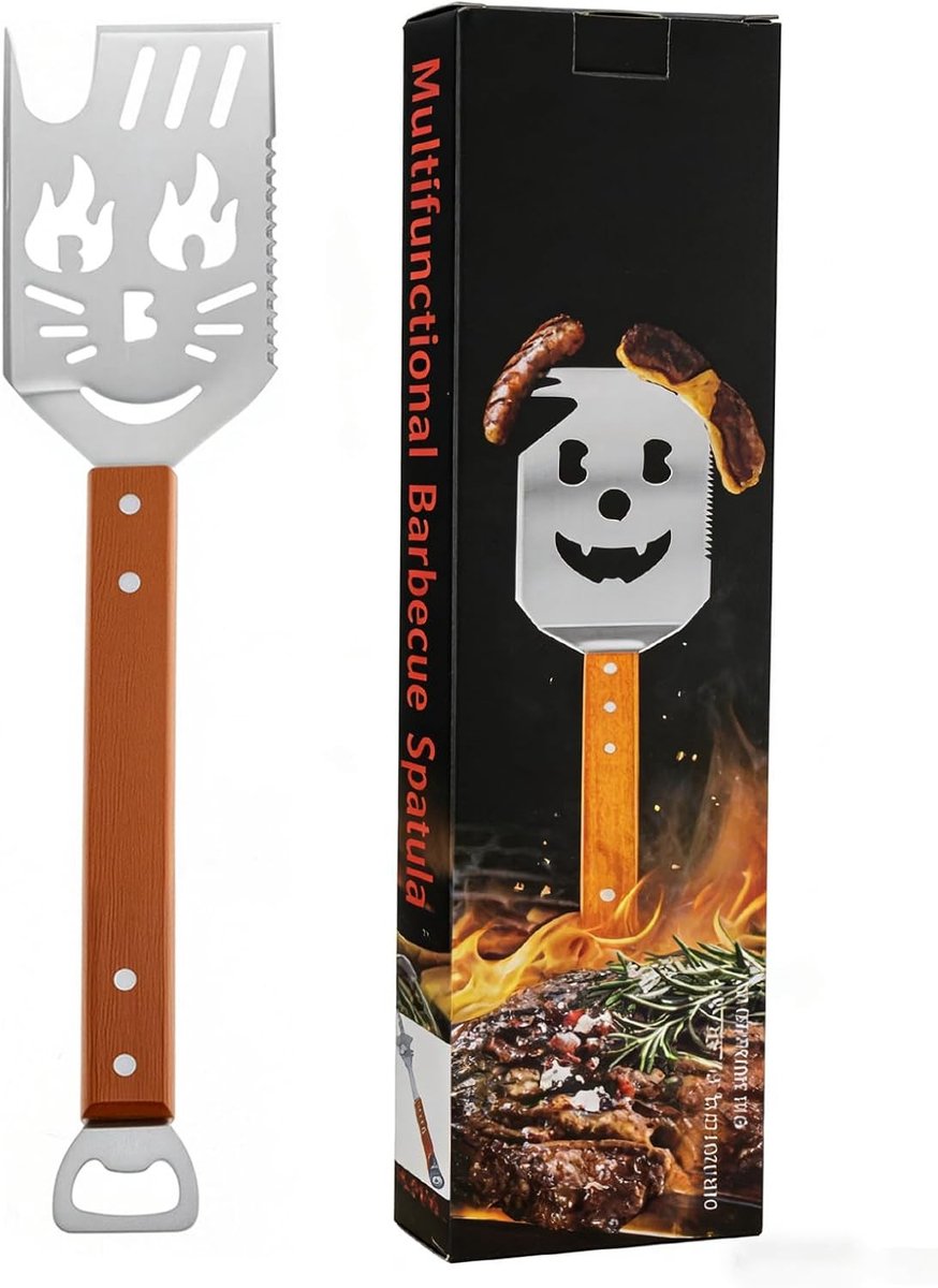 Multifunctionele Grill Spatel voor Barbecue, 7-in-1 Grill Gereedschap, RVS BBQ Accessoires, Perfect Cadeau voor Mannen, Ideaal voor Buiten koken