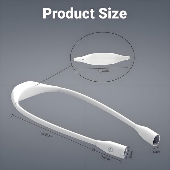 Neklicht Boeklamp - Oplaadbare leeslamp - Lezen in bed - 360° Flexibel - USB Oplaadbaar - Wit — afbeelding 3