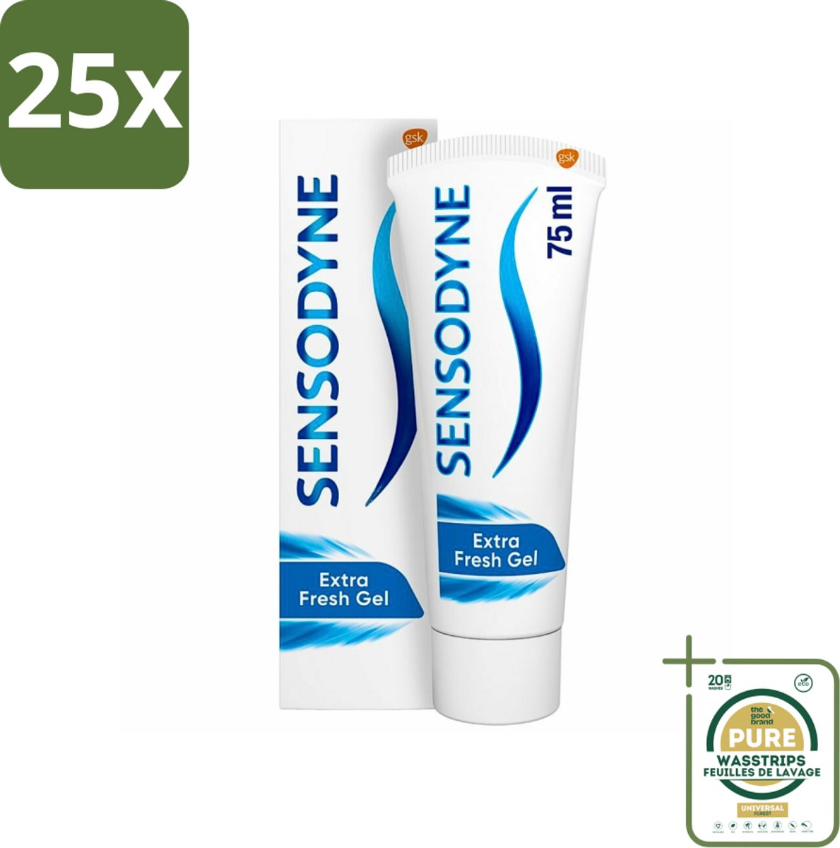 25 x Sensodyne - Tandpasta - Extra Fresh Gel - Voor Gevoelige Tanden - 75 ml - Grootverpakking - Gevoelige Tanden - Tandpasta - Gevoeligheid - Tandpasta Voor Gevoelige Tanden - Frisse Mond