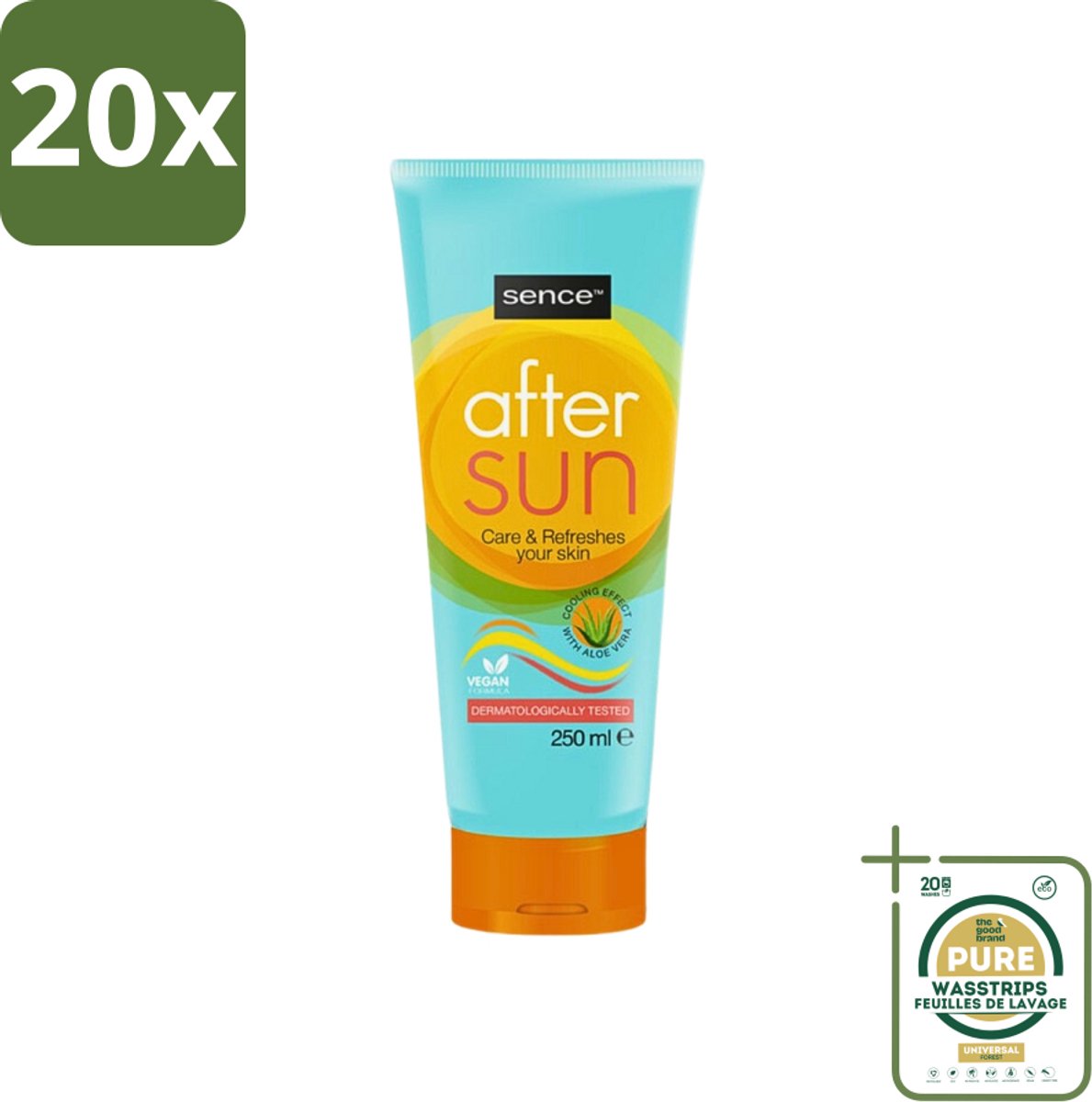 20 x Sence - After Sun - Lotion - Kalmerend - 200 ml - Grootverpakking - After Sun Lotion - Zonverbrande Huid - Huid Kalmeren - Aloë Vera - Zomerse Teint