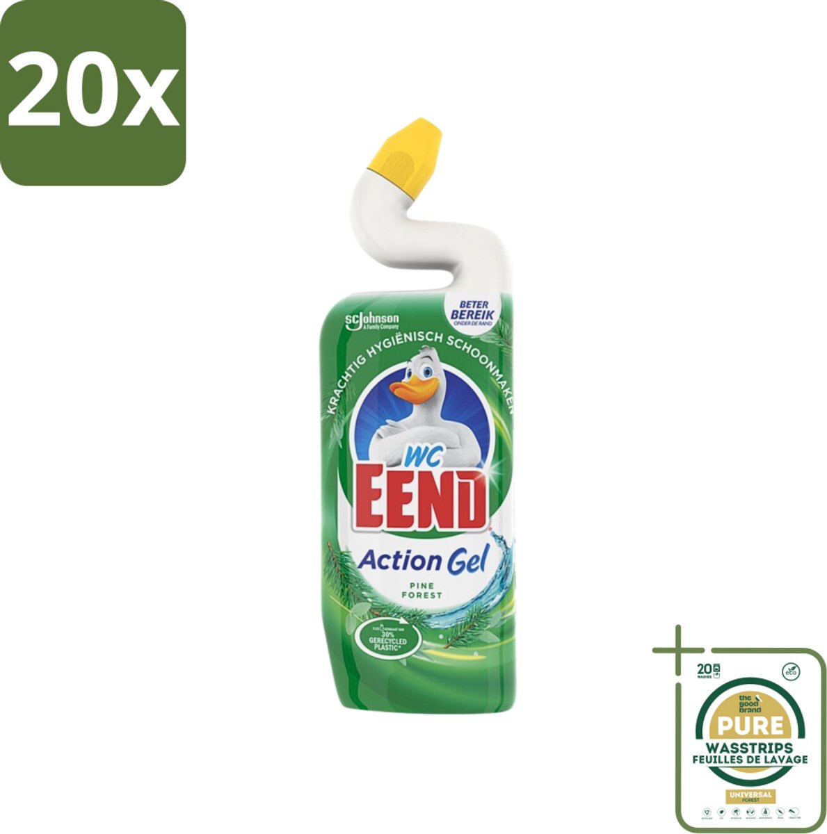 20 x WC Eend Toiletreiniger Action Gel Pine Forest 750 ml - Grootverpakking - Toiletreiniger - Reinigingsgel - Kalkverwijdering - Urinesteen - Fris Ruiken