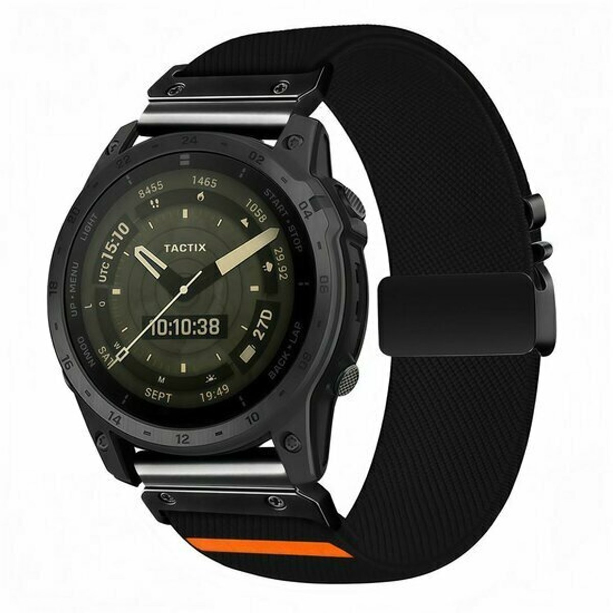 By Qubix - Geschikt voor Garmin bandje - 20mm Quickfit - Nylon bandje met parachute sluiting - Zwart - Geschikt voor Garmin Fenix 9 / 9 pro - 43mm