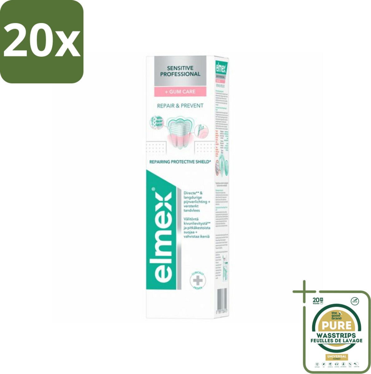 20 x Elmex Tandpasta Sensitive Professional Gum Care 75 ml - Grootverpakking - Gevoelige Tanden - Tandpasta - Gevoeligheid - Tandarts Aanbevolen - PRO-ARGIN Technologie