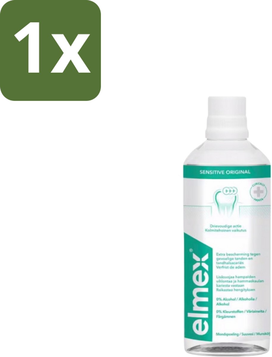 1 x Elmex Mondspoeling Sensitve 400 ml - Gevoelige Tanden - Vrijliggende Tandhalzen - Tandhalscariës - Tandspoeling - Fluoridebescherming
