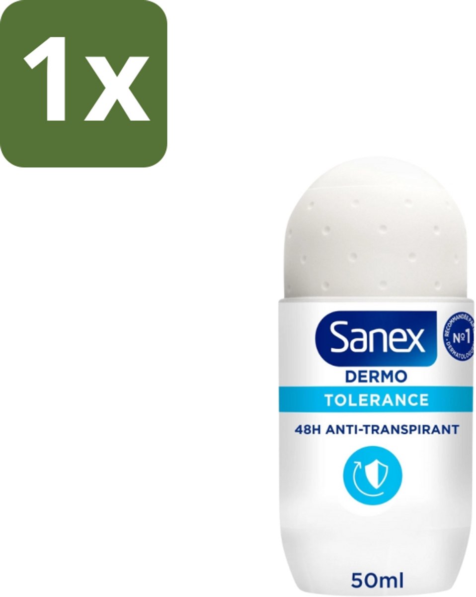 1 x Sanex – Deo Roll-on – Dermo Tolerance – 50 ml - Gevoelige Huid - Intolerante Huid - Hypoallergene Deodorant - Huidverdraagzaamheid - Geurcontrole