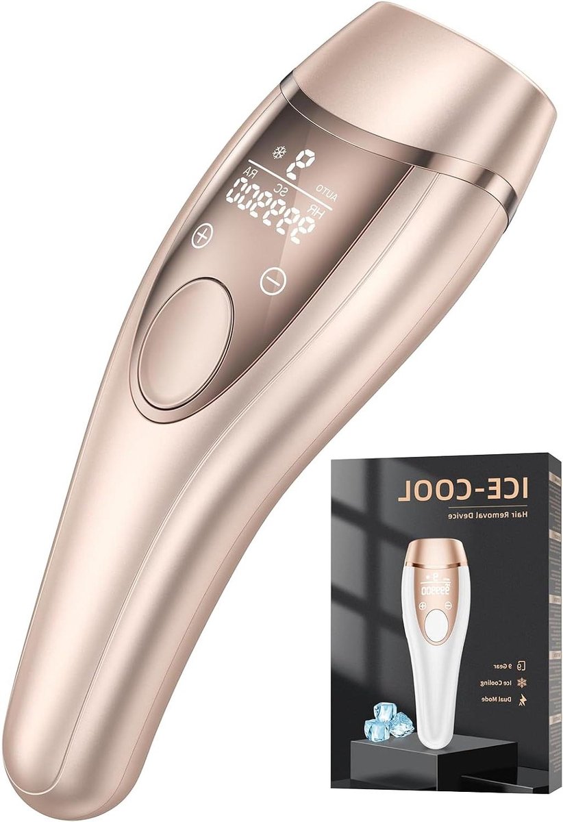 Ontharingsapparaat - IPL apparaat - Huidverzorging thuis - Snelle koeltechnologie - 999.900 pulsen - Champagne goud