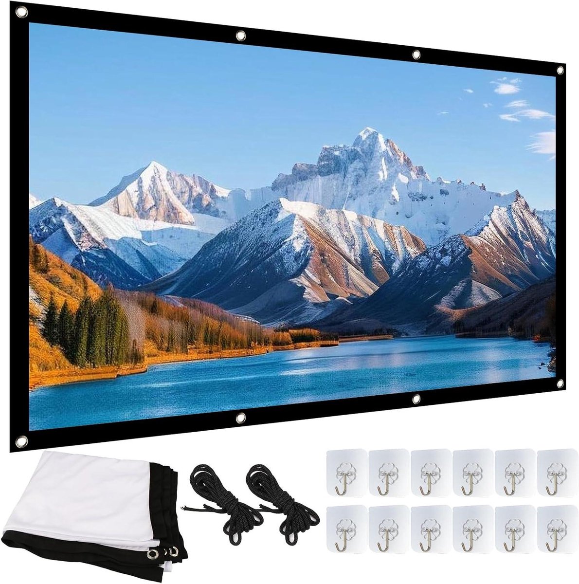 Projectiescherm Buiten - Draagbaar Scherm - Thuisbioscoop Creëren - Kreukvrij Polyester - 100 Inch - Wit