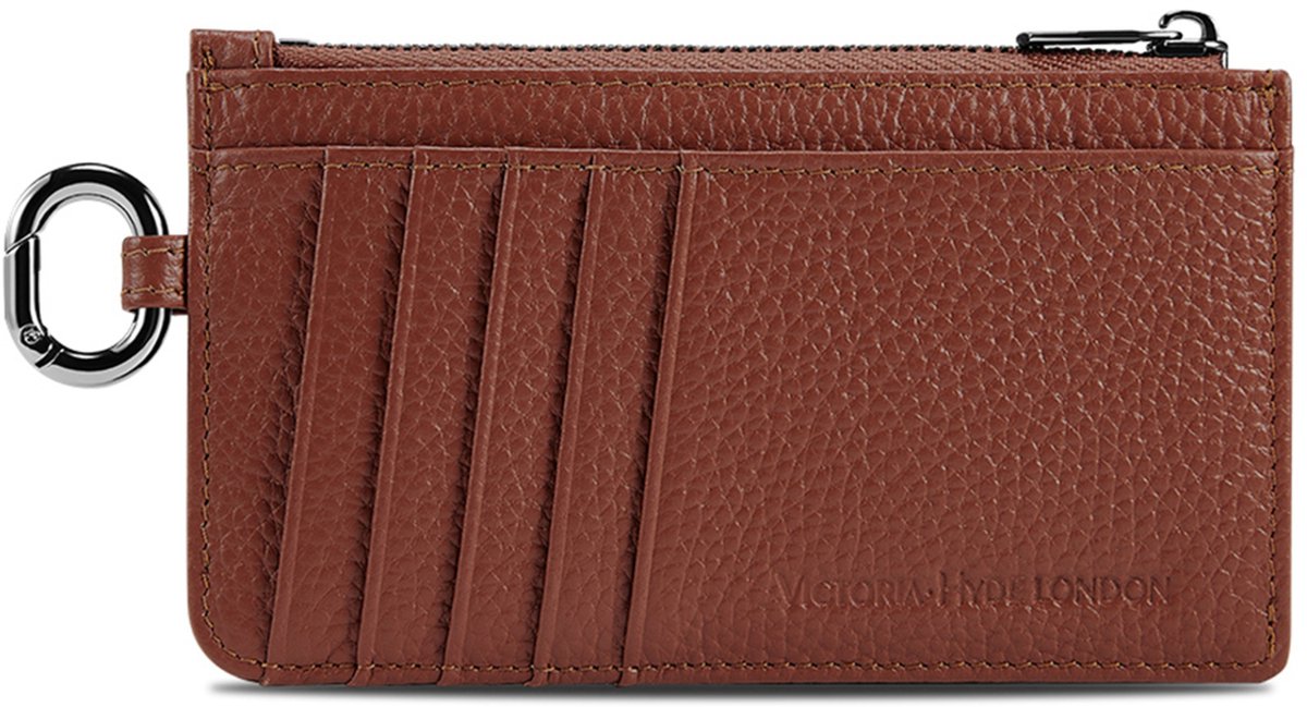 Victoria Hyde "Jov" - Kaartenhouder - Unisex - Multifunctioneel - Echt Leer - Portemonnee - Portemonnees Cadeau - Pasjeshouders - Karamelkleur