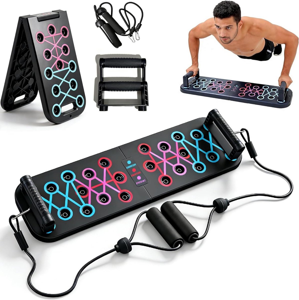Push-up Board Set - Krachtstation Thuis - Spieropbouw Trainen - 12-in-1 Multifunctioneel - 300 kg Belastbaar - Meerdere Kleuren