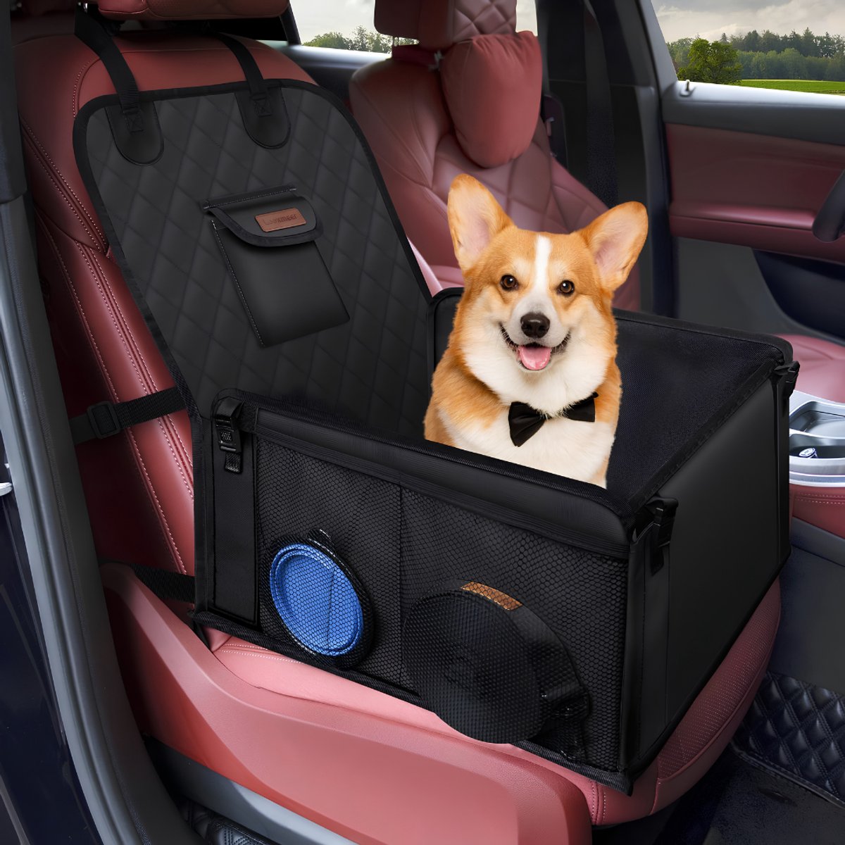 Ploutos® Hondenmand Auto - Voor Kleine en Middelgrote Honden - Hondenmand Auto Achterbank - Autostoel Hond - Zwart - 55cm x 45cm x 45cm