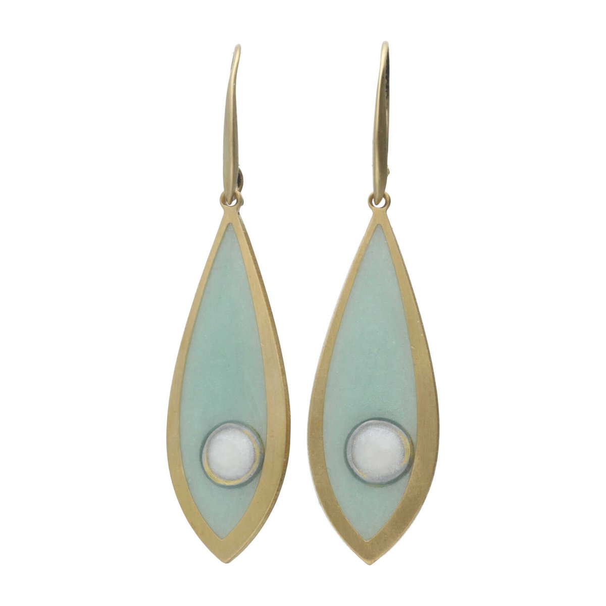 Bela Donaco - Oorbellen – Resin Art – Messing – Groene druppel