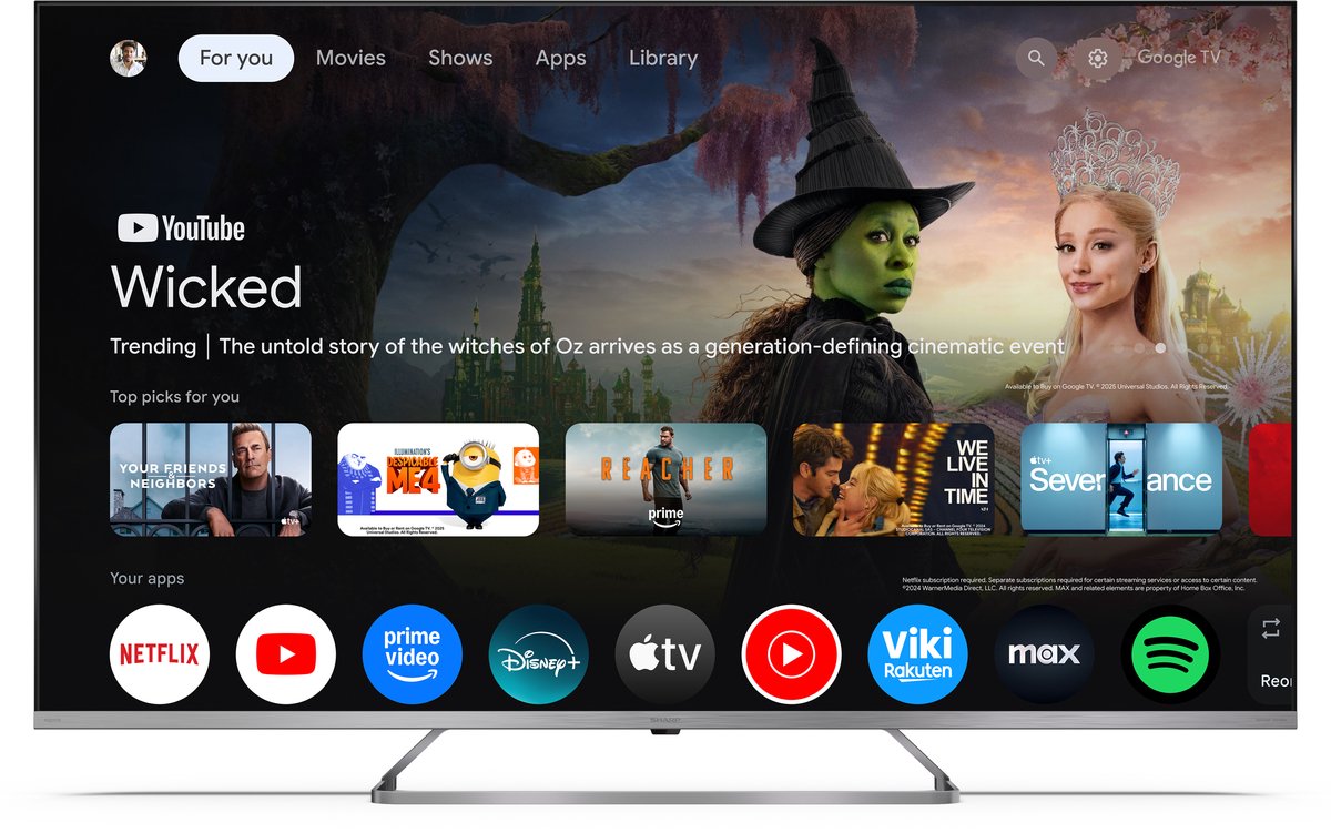 Sharp 55JP7265E -55 inch tv - 4K Ultra HD QLED MiniLED Google TV™