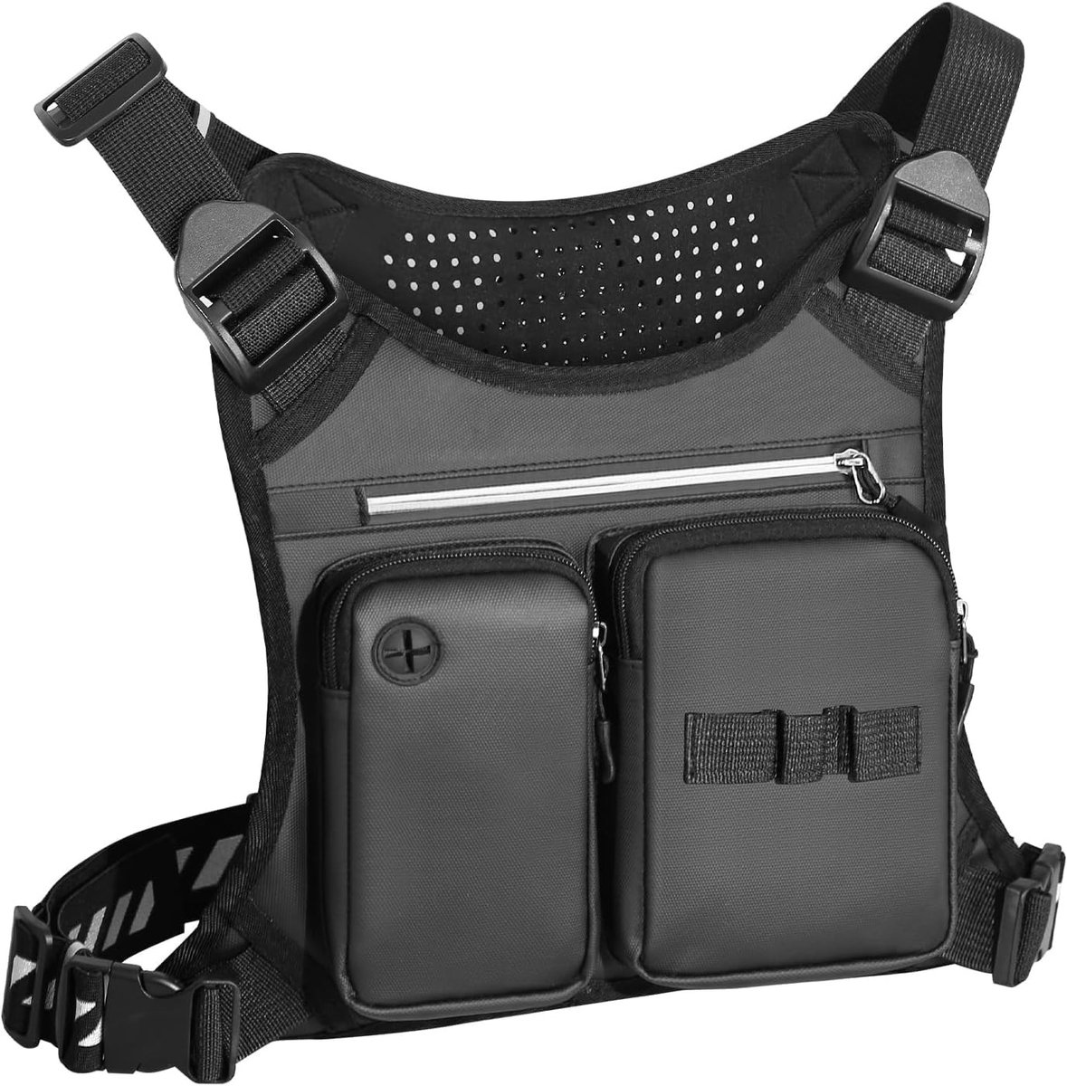 Sportborsttas - Zwart - 28 x 18 x 4 cm - Waterdichte Multifunctionele Borsttas met Bidon- en Telefoonhouder - Voor Sport en Activiteiten