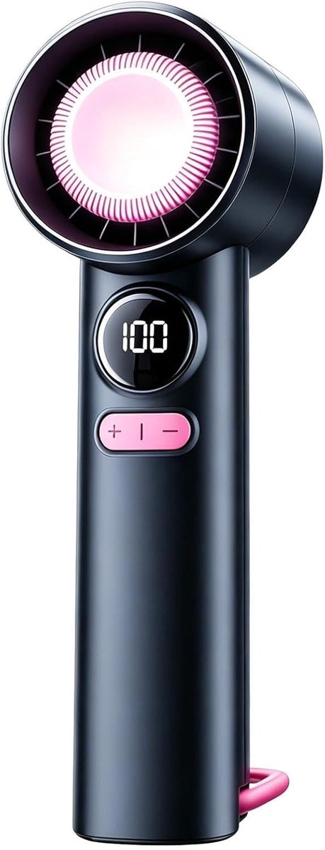 Draagbare Ventilator 5 snelheden - Met LED-display - Bureau ventilator - Festival ventilator - Mini Fan - Handventilator voor verkoeling - USB oplaadbare draagbare ventilator - Geschikt voor Thuis, Kantoor, Slaapkamer en Reizen (Grijs paars）