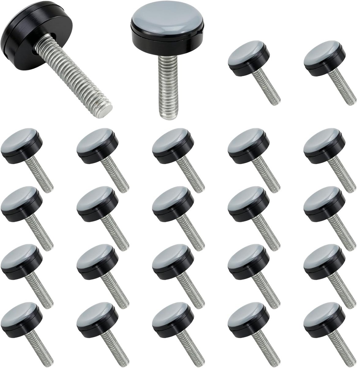 24 Stuks Verstelbare Meubelglijders M6 Ø 20 mm met PTFE en Rubber voor Vloerbescherming en Stoelpoten