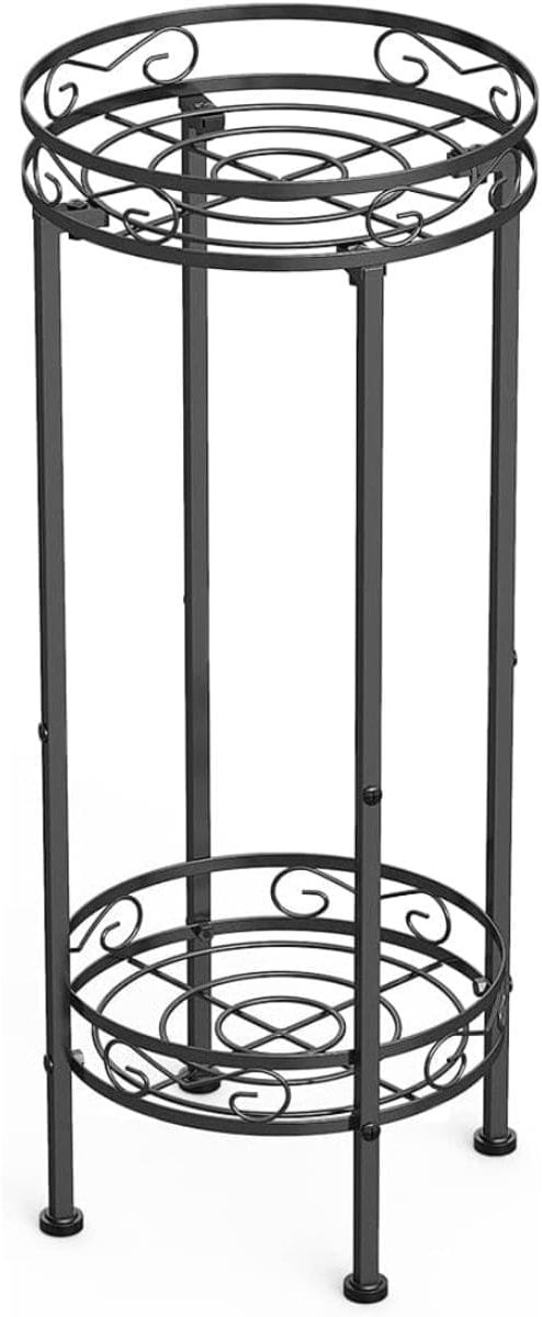 Klarven® Plantenrek Buiten Zwart - Plantenrek Metaal - Ruimtebesparend, Stevig Frame Voor Meerdere Planten - B 29 x D 29 x H 71 cm