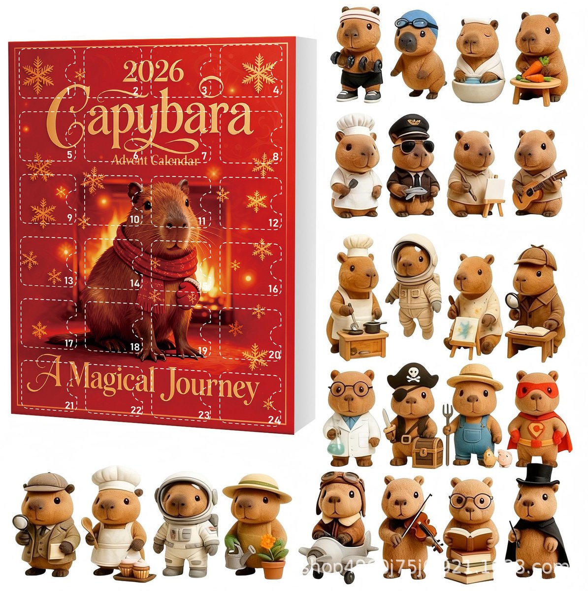 Namajunas Capybara Adventskalender 2026 - 24 Dagen - Kerst Countdown - Speelgoed - 24 2D Acryl Ornamenten - Voor Kinderen en Volwassenen