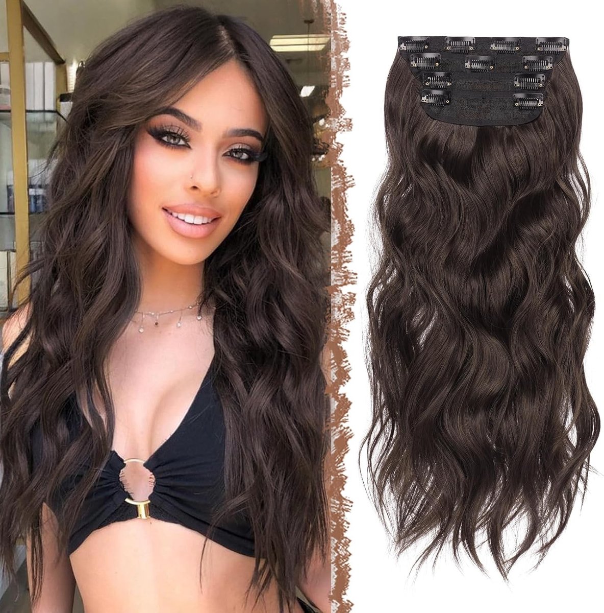 Clip-in Golvende Haarextensions van Synthetisch Haar voor Vrouwen - Perfect voor Volumineuze Looks en Tijdelijke Veranderingen
