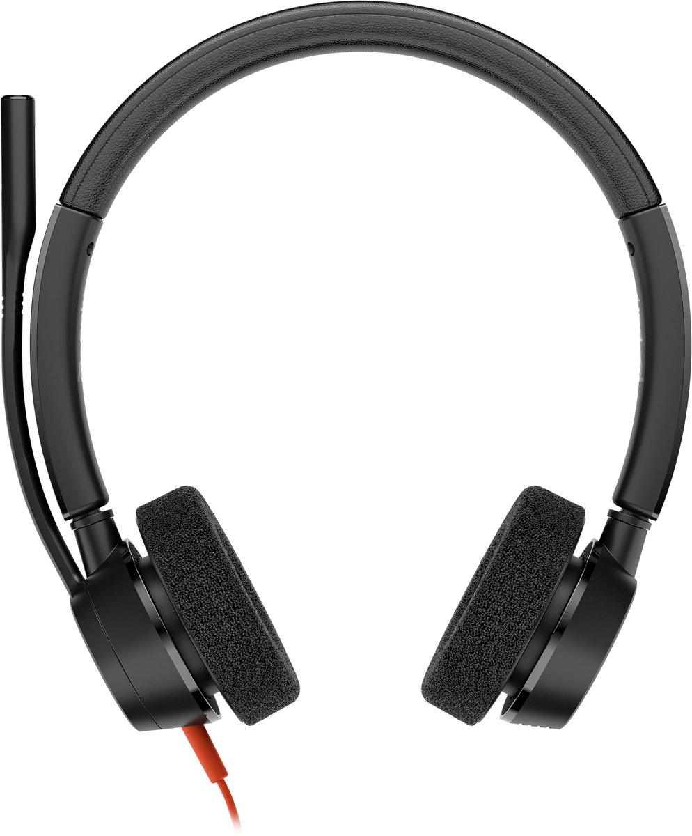 POLY Blackwire 3320 Stereo Microsoft Teams Certified USB-C Headset + USB-C/A adapter Koptelefoon Zwart