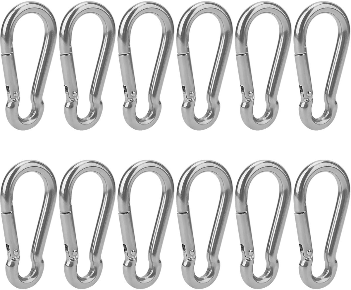 Solidchoice - 12pcs M8 Karabijnhaak - 304 Veer Sluiting voor Buitenactiviteiten