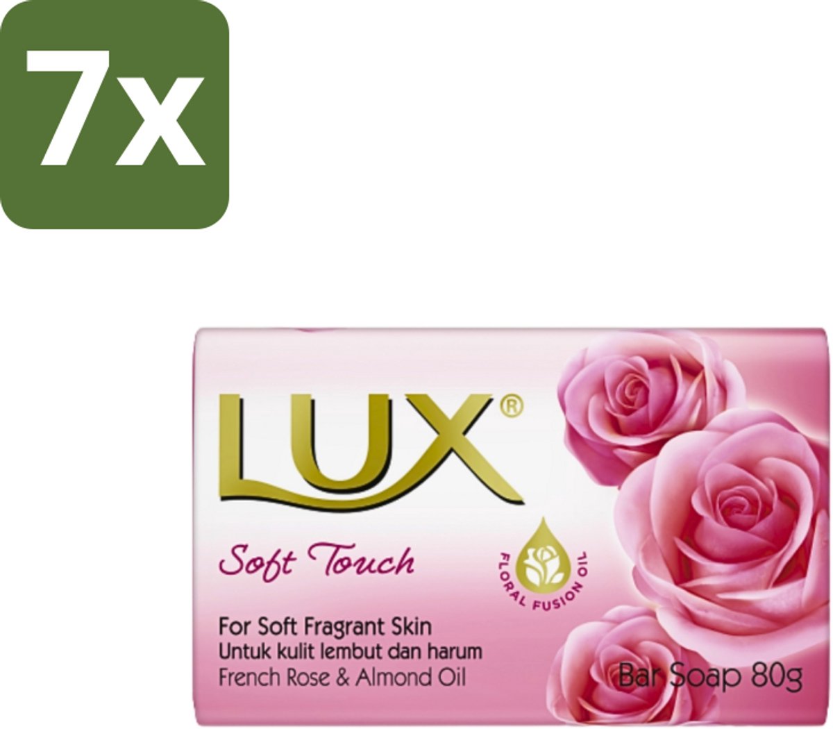 Lux - Zeep - Soft Touch - Hydraterend - Voor Geurige Huid - 80 g - Bulkverpakking - 7 stuks