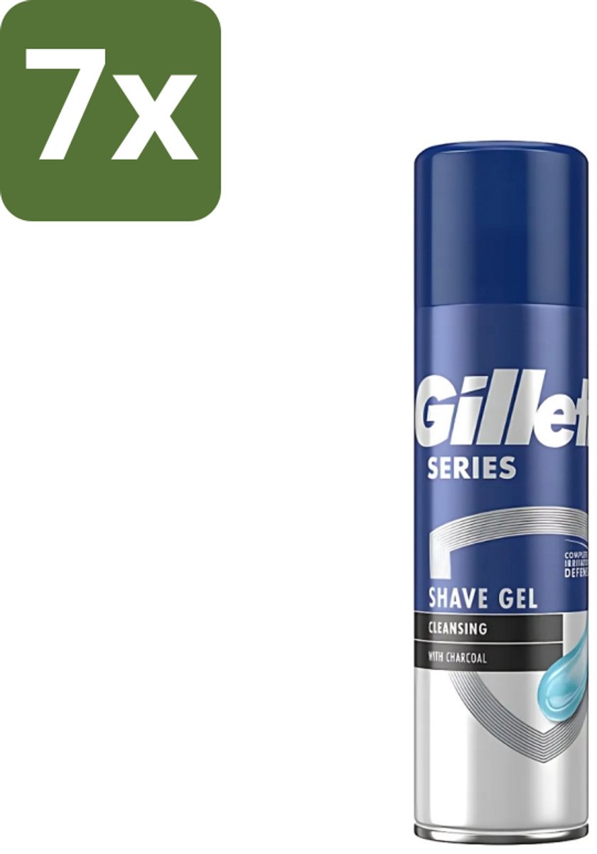 Gillette Series - Scheergel - Cleansing - Charcoal - Verfrissend en reinigend - 200 ml - Bulkverpakking - 7 stuks