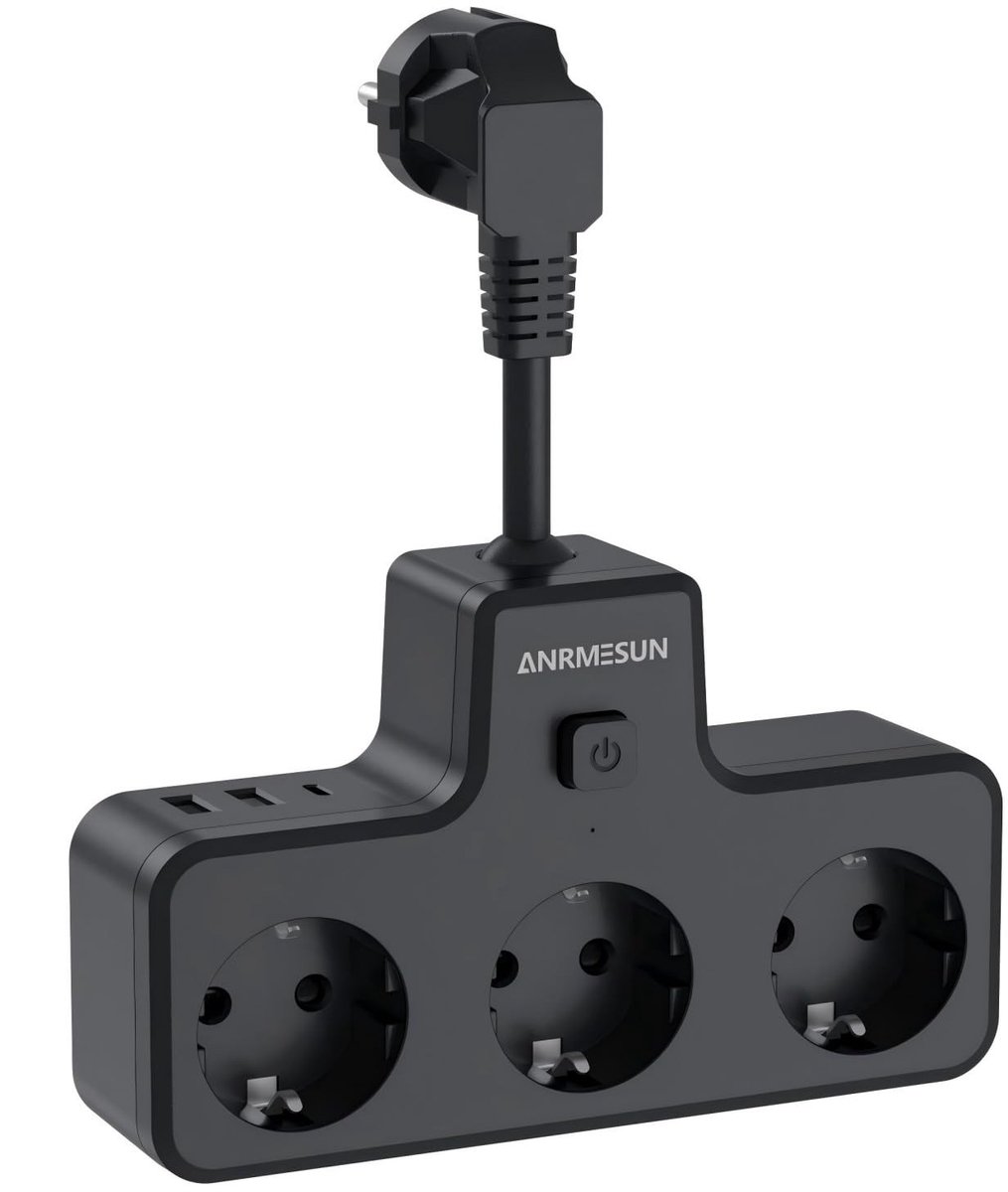 Solidchoice - Powerstrip met 6 Stopcontacten en 4 USB Poorten