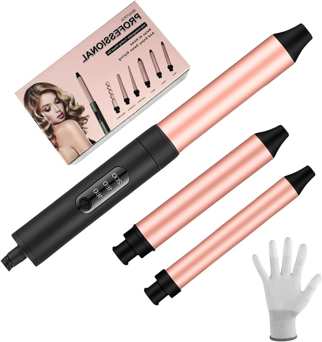 Krultang Set - Haarstyling Tool - Verschillende Krullen - 3 Verwisselbare Cilinders - Keramische Coating - Zwart
