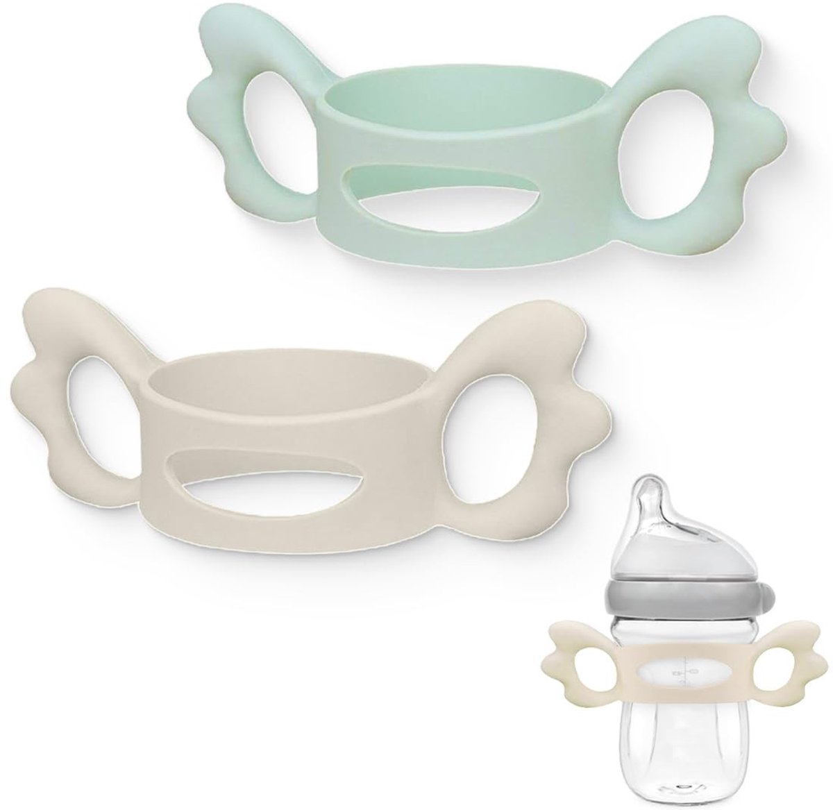 Elzusha- Flesgreep - 2 Siliconen Handvatten - Eenvoudige Installatie - Handgrepen voor Babyflessen - Antislip - Lichtgewicht - Babyfleshouder