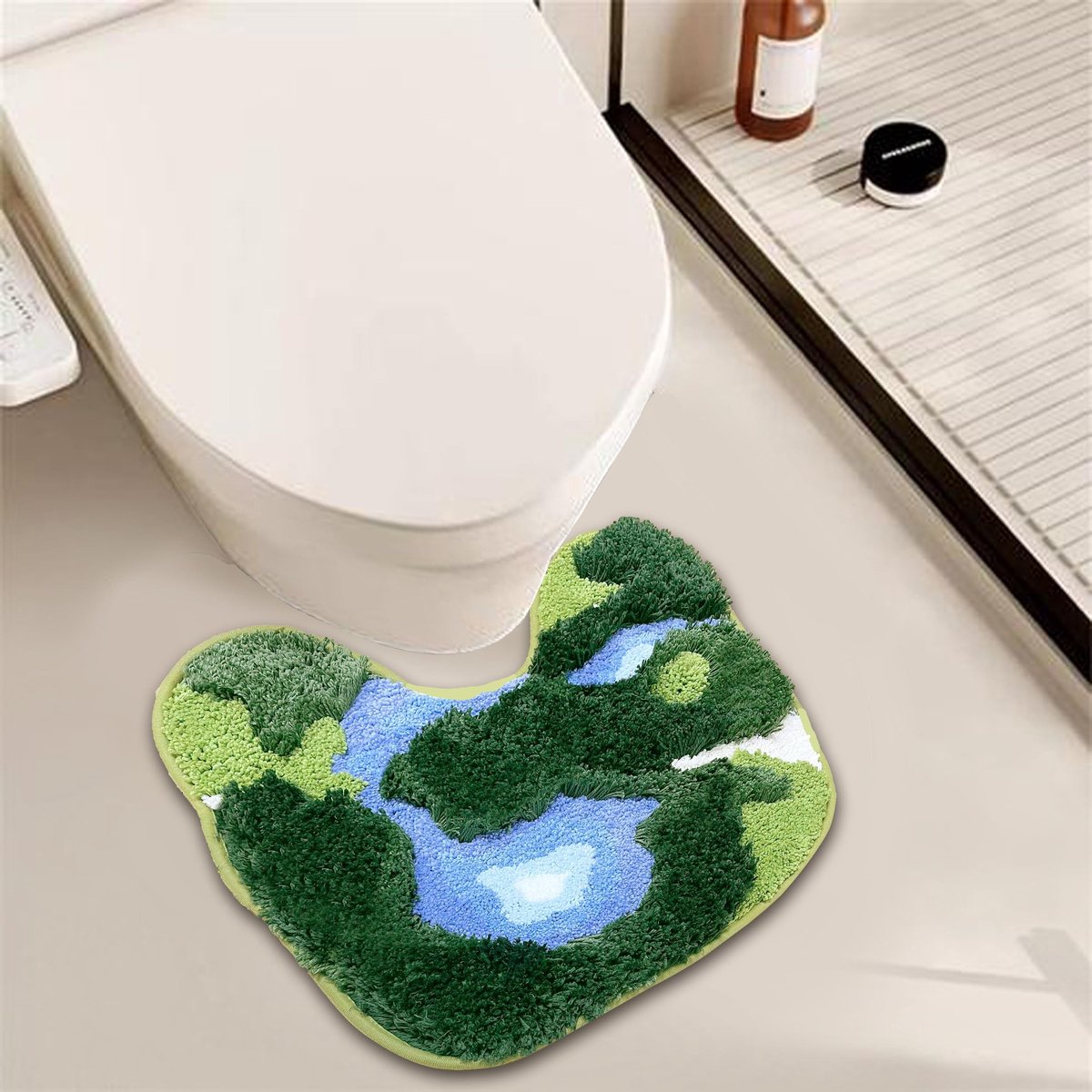 Elzusha - U-vormige Antislip Toilet Badmat Microvezel Wasbaar