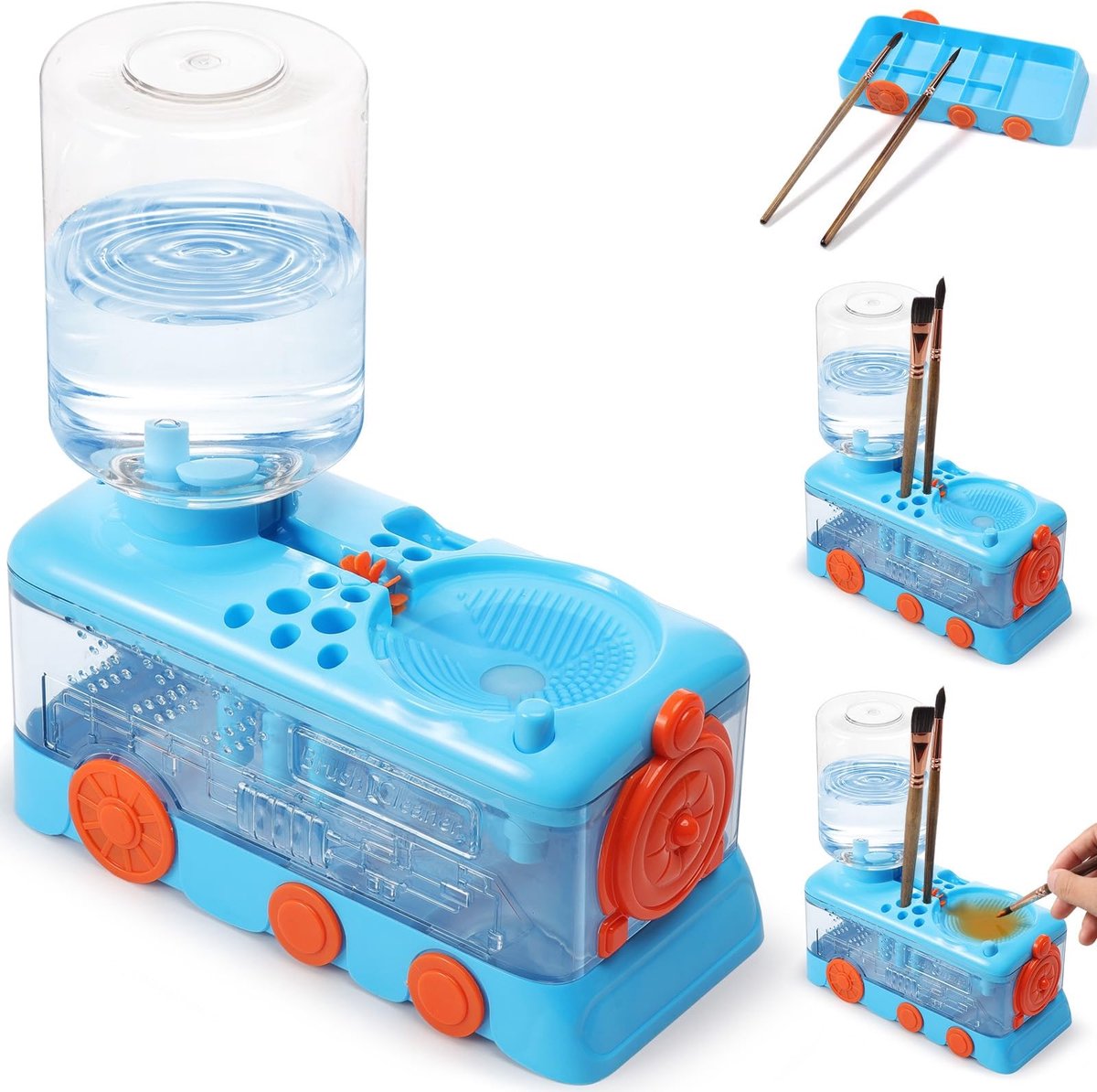 Elzusha - Automatische Borstel Cleaner - Voor Acryl en Waterverf - Blauw