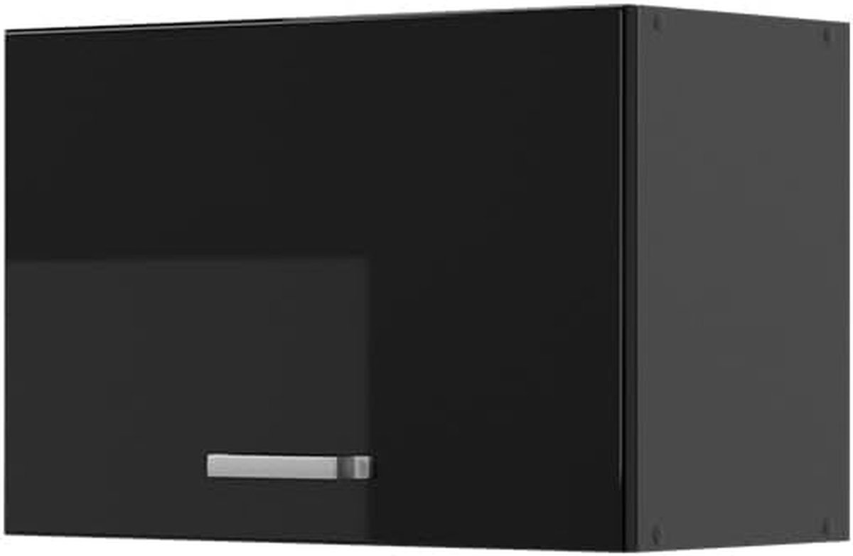 Hangkast Keuken - Muurkast Keukengerei - Keuken Opbergen - Geoptimaliseerd Design - 60 cm Breed - Zwart Hoogglans